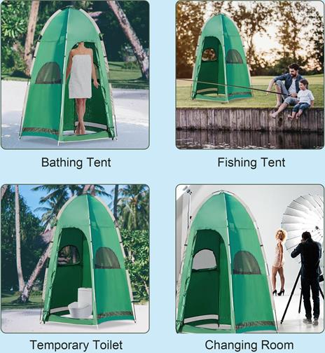 Outsunny Tenda Doccia da Campeggio con Borsa per Trasporto e Tasca Portaoggetti 122x122x213cm, Verde - 4