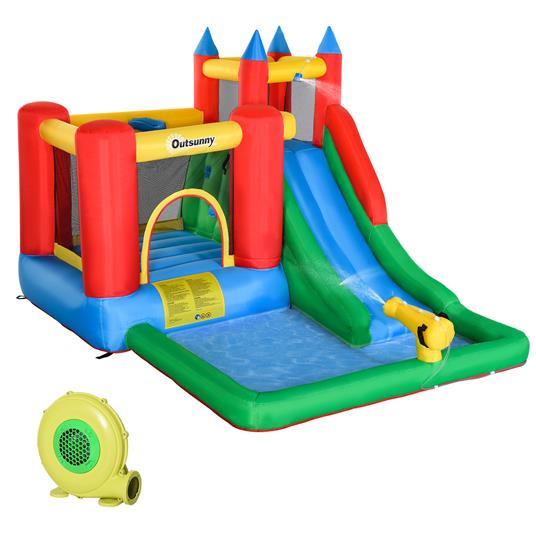 Outsunny Gioco Gonfiabile per Bambini 3-8 Anni con Scivolo e Piscina 330x245x215cm