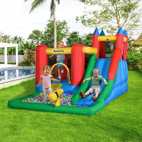 Outsunny Gioco Gonfiabile per Bambini 3-8 Anni con Scivolo e Piscina 330x245x215cm - 2