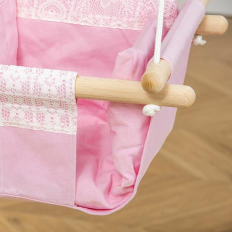 Outsunny Seggiolino Altalena per Bambini in Tessuto e Legno con Cuscino, 40x40x180cm, Rosa - 5