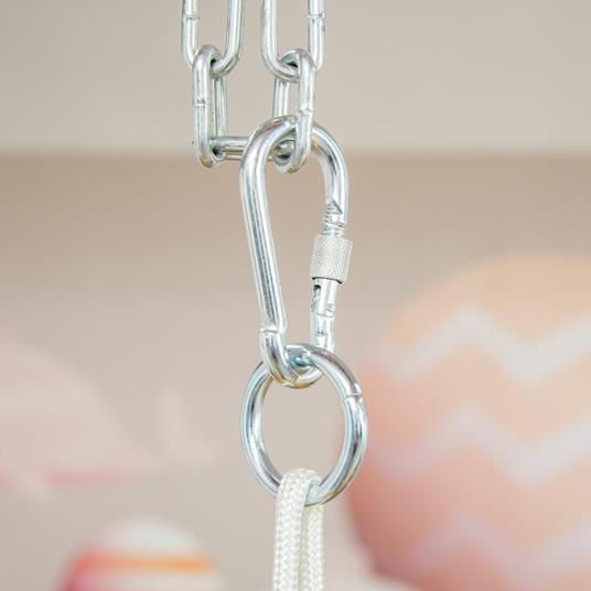 Outsunny Seggiolino Altalena per Bambini in Tessuto e Legno con Cuscino, 40x40x180cm, Rosa - 6