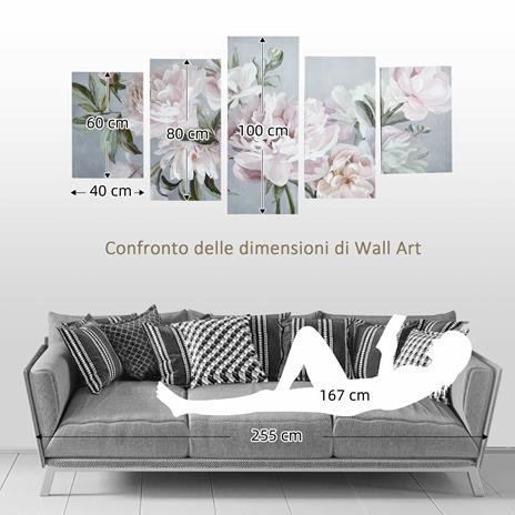 HOMCOM Stampa su Tela con Fiori, in Legno di Pino per Casa e Ufficio, 200x100 cm, Multicolore - 3