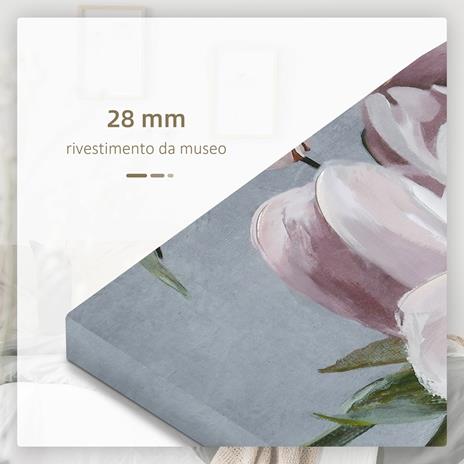 HOMCOM Stampa su Tela con Fiori, in Legno di Pino per Casa e Ufficio, 200x100 cm, Multicolore - 4