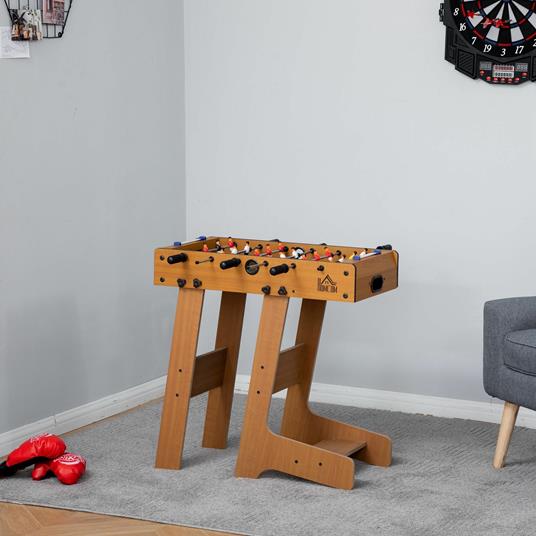 HOMCOM Calcio Balilla Pieghevole in Legno con 6 Aste, 18 Giocatori e Segnapunti, 69x37x70cm - 2