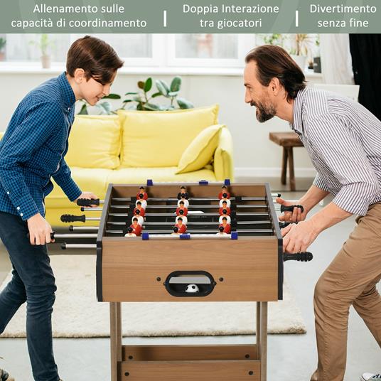 HOMCOM Calcio Balilla Pieghevole in Legno con 6 Aste, 18 Giocatori e Segnapunti, 69x37x70cm - 3