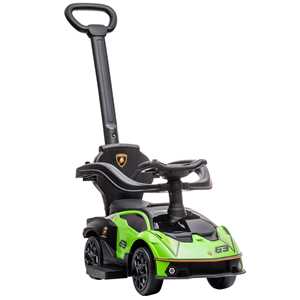 Giocattolo AIYAPLAY Macchina per Bambini 2 in 1 Marchio Lamborghini, Macchinina a Spinta con Maniglione e Barriera di Sicurezza, Volante e Clacson, Verde Aiyaplay