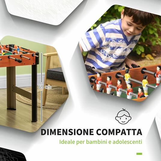 HOMCOM Biliardino Calcio Balilla per Bambini con Manopole Antiscivolo, Segnapunti e Palline, 118x104x69cm - 3