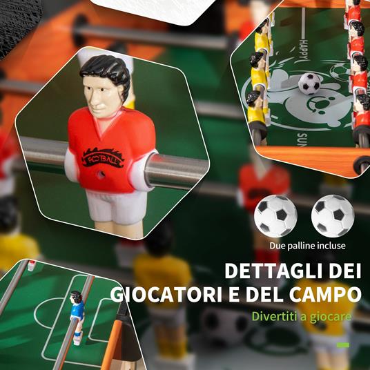 HOMCOM Biliardino Calcio Balilla per Bambini con Manopole Antiscivolo, Segnapunti e Palline, 118x104x69cm - 4