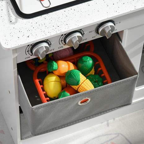 HOMCOM Cucina Giocattolo per Bambini 3-6 Anni con Luci e Accessori Realistici, in MDF e PP, 60.1x31.7x92.9 cm, Bianca - 5