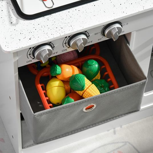 HOMCOM Cucina Giocattolo per Bambini 3-6 Anni con Luci e Accessori Realistici, in MDF e PP, 60.1x31.7x92.9 cm, Bianca - 5