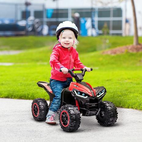 HOMCOM Quad Elettrico per Bambini 12V, 2 Velocità, Ruote Larghe con Sospensioni e Fari LED, Età 3-5 Anni, Rosso - 2