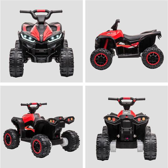 HOMCOM Quad Elettrico per Bambini 12V, 2 Velocità, Ruote Larghe con Sospensioni e Fari LED, Età 3-5 Anni, Rosso - 5