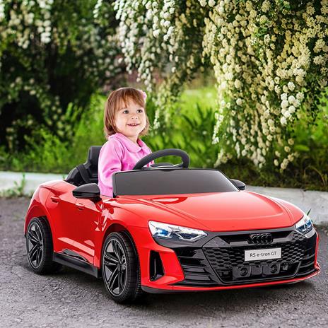 HOMCOM Macchina Elettrica per Bambini 37-60 Mesi Licenza Audi con Pulsanti, Cinture e Fari, 103x58x41 cm, Rossa e Nera - 2