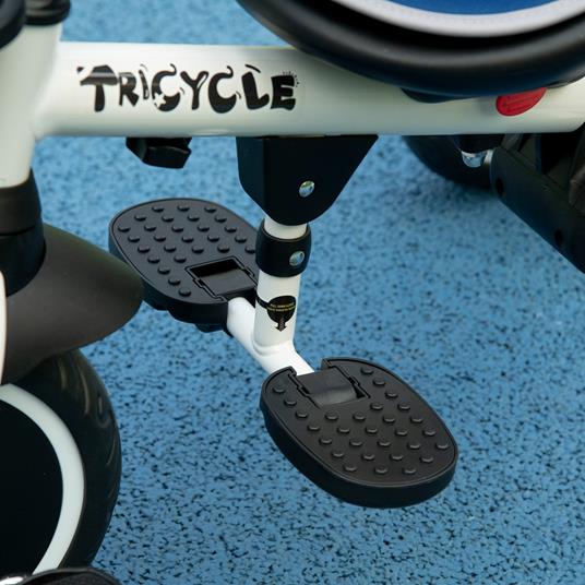 HOMCOM Triciclo per Bambini 12-50 Mesi con Maniglia di Spinta, Tettuccio e Poggiapiedi 110x58x100 cm, Blu e Bianco - 6