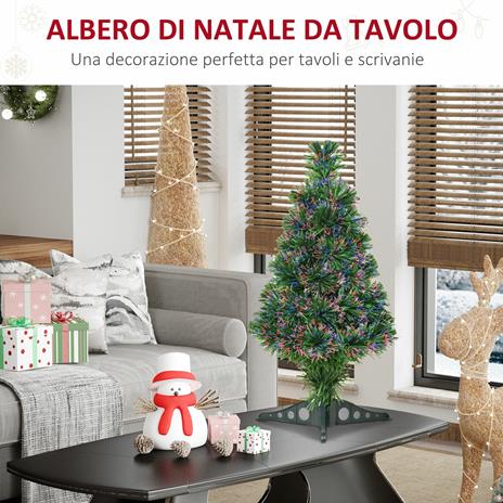 HOMCOM Set 2 Alberi di Natale Artificiali Alti 60 cm a Fibre Ottiche con 55 Rami in PVC, Φ35x60 cm, Verde - 4