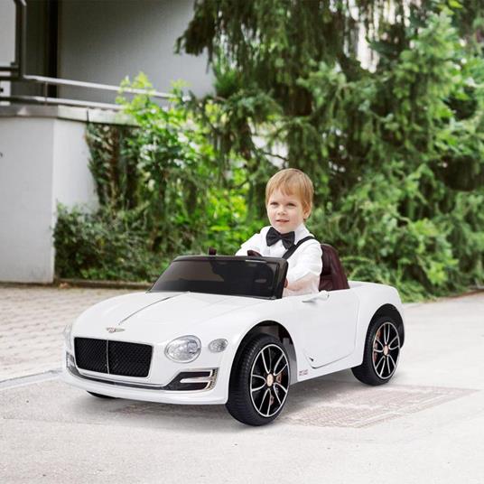 HOMCOM Macchina Elettrica per Bambini Bentley con 2 Portiere Guida Manuale e Telecomando, Fari e Suoni, 108x60x43cm, Bianco - 2