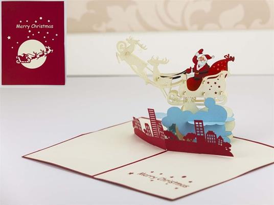 Biglietto Auguri Kirigami Fatto A Mano Natal Babbo Natale Sulla CittÃ - 2