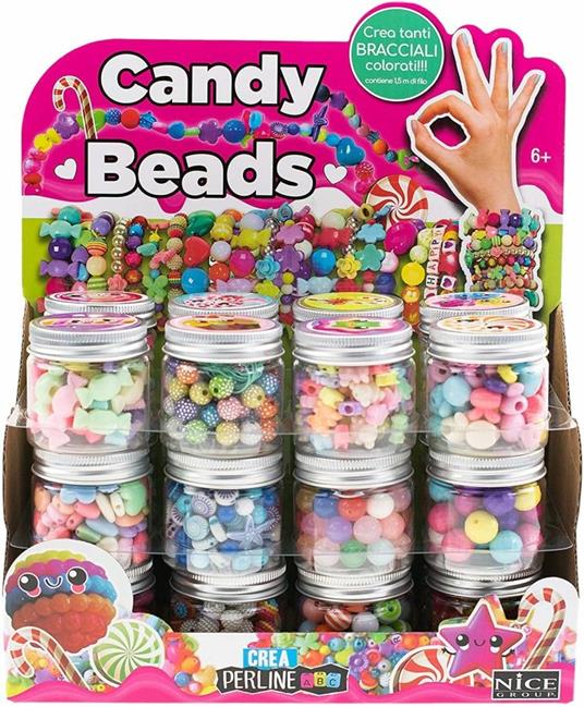 Perline colorate Candy Beads, 1 barattolo a sorpresa (87004)
