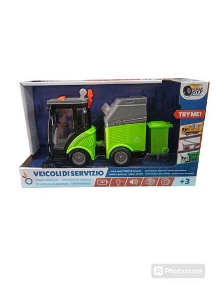 Veicolo,Urban City Vecicoli di servizio Spazzatrice con luci,suoni e movimento a frizione,Hungary Toy,Eta 3+