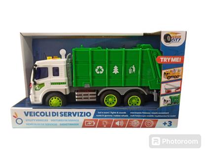 Veicolo,Urban City Veicoli di servizio Camion nettezza urbana con luci, suoni e movimento a frizione,Hungary Toy,Eta 3+