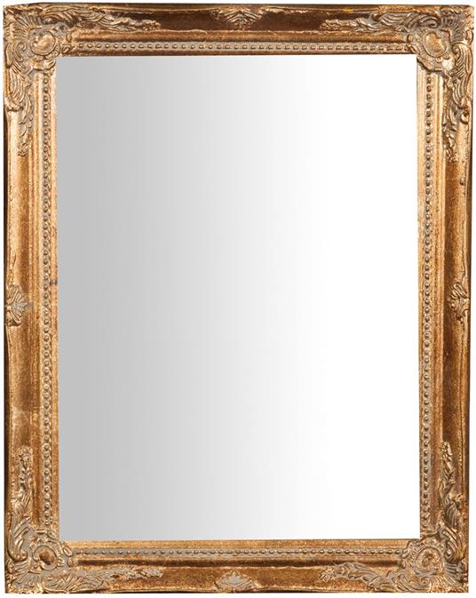 Specchio Specchiera da Parete e Appendere verticale/orizzontale L36,5xPR3xH47 cm finitura oro anticato. - 2