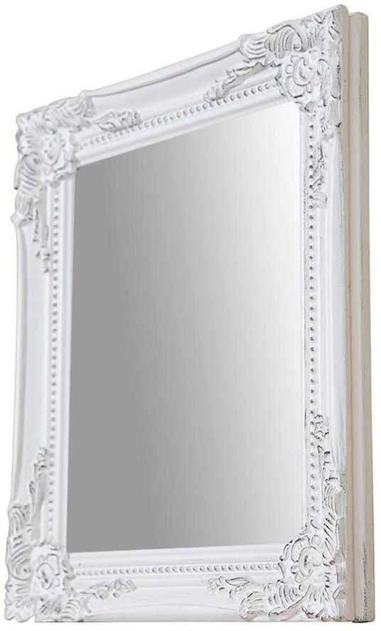 Specchio Specchiera da Parete e Appendere verticale/orizzontale L27xPR3xH32 cm finitura bianco anticato. - 2