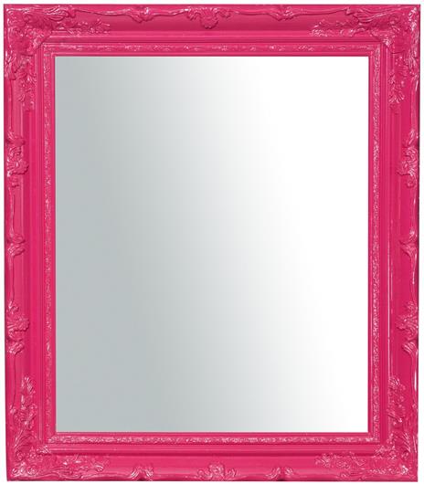 Specchio Specchiera da Parete e Appendere verticale/orizzontale L64xPR4xH74 cm finitura fucsia lucido. - 2