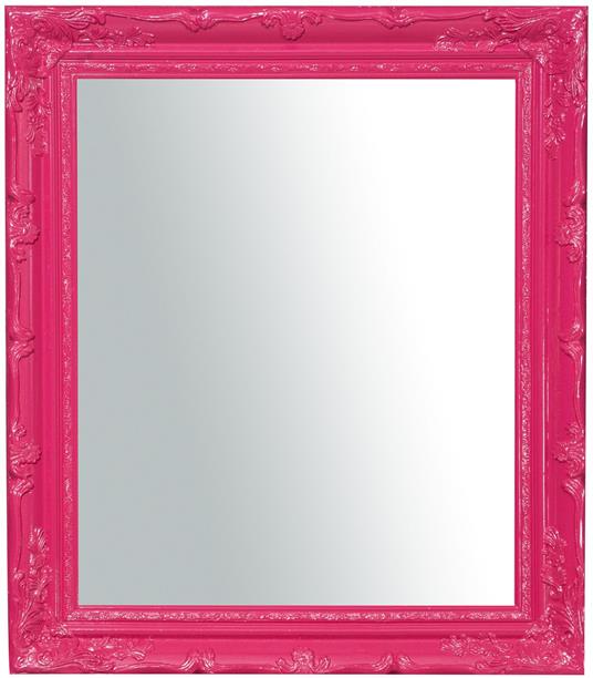 Specchio Specchiera da Parete e Appendere verticale/orizzontale L64xPR4xH74 cm finitura fucsia lucido. - 2