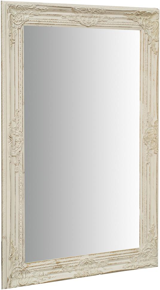 Specchio vintage da parete 90x60x4 cm Made in Italy Specchio shabby bianco  anticato Specchiera bagno a muro Cornice bianca