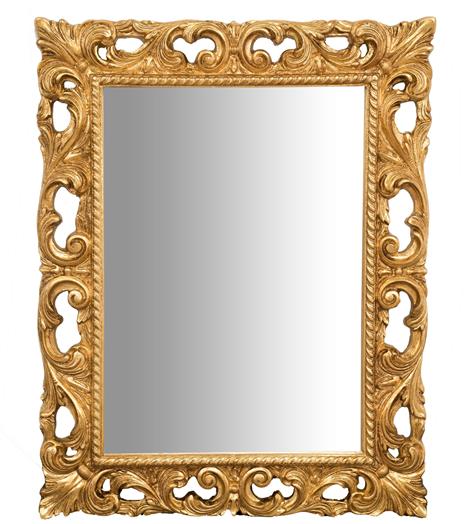 Specchio shabby 93x73x5 cm Made in Italy Specchio vintage da parete Specchiera bagno color oro anticato Specchio da parete - 2