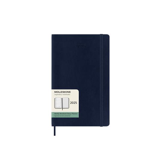 Agenda settimanale con spazio per note 12 mesi, 2025 Moleskine, Large, Copertina morbida, Blu zaffiro - 13 x 21 cm - 7