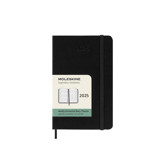 Agenda settimanale orizzontale 12 mesi, 2025 Moleskine, Pocket, Copertina rigida, Nero - 9 x 14 cm - 7