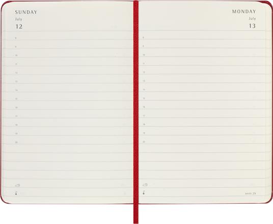Agenda giornaliera Moleskine 2026, 12 mesi, Pocket, Copertina rigida, Rosso scarlatto - Pocket 9x14 - 3
