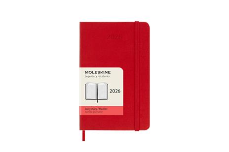 Agenda giornaliera Moleskine 2026, 12 mesi, Pocket, Copertina rigida, Rosso scarlatto - Pocket 9x14 - 7