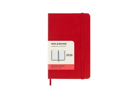 Agenda giornaliera Moleskine 2026, 12 mesi, Pocket, Copertina rigida, Rosso scarlatto - Pocket 9x14 - 7