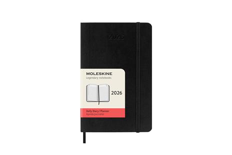 Agenda giornaliera Moleskine 2026, 12 mesi, Pocket, Copertina morbida, Nero - Pocket 9x14 - 7