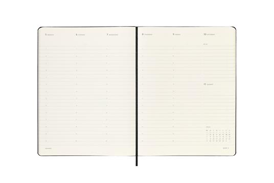 Agenda settimanale Moleskine 2025-26, verticale PRO 12 mesi, XL, Copertina rigida, Nero - XL 19x25 - 3