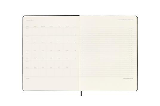 Agenda settimanale Moleskine 2025-26, verticale PRO 12 mesi, XL, Copertina rigida, Nero - XL 19x25 - 4