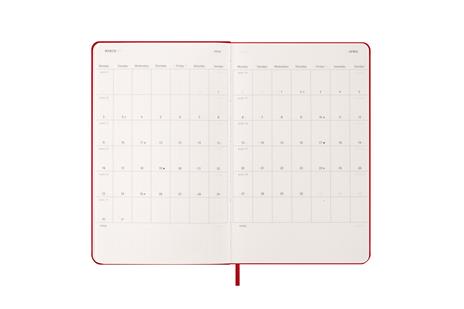 Agenda settimanale Moleskine 2025-26, con spazio per note 12 mesi, Large, Copertina rigida, Rosso scarlatto - Large 13x21 - 4