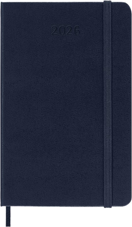 Agenda settimanale Moleskine 2026, con spazio per note 12 mesi, Pocket, Copertina rigida, Blu zaffiro - Pocket 9x14