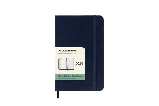 Agenda settimanale Moleskine 2026, con spazio per note 12 mesi, Pocket, Copertina rigida, Blu zaffiro - Pocket 9x14 - 7