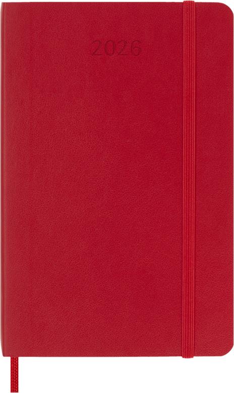 Agenda settimanale Moleskine 2026, con spazio per note 12 mesi, Pocket, Copertina morbida, Rosso scarlatto - Pocket 9x14 