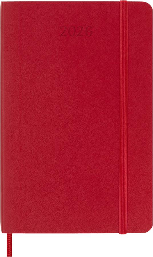 Agenda settimanale Moleskine 2026, con spazio per note 12 mesi, Pocket, Copertina morbida, Rosso scarlatto - Pocket 9x14 