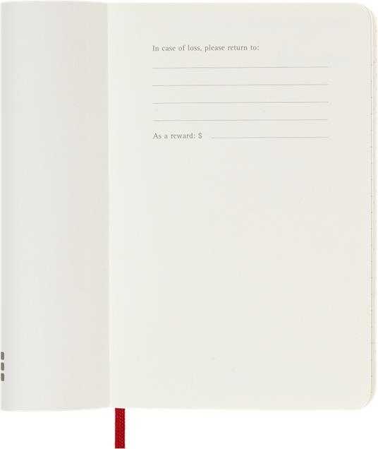 Agenda settimanale Moleskine 2026, con spazio per note 12 mesi, Pocket, Copertina morbida, Rosso scarlatto - Pocket 9x14  - 2