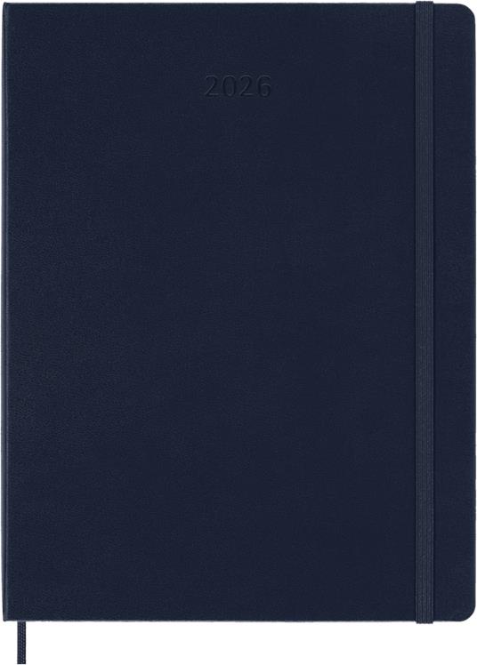 Agenda settimanale Moleskine 2026, con spazio per note 12 mesi, XL, Copertina rigida, Blu zaffiro - XL 19x25
