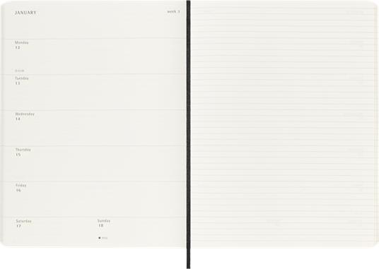 Agenda settimanale Moleskine 2026, con spazio per note 12 mesi, XL, Copertina morbida, Nero - XL 19x25  - 3