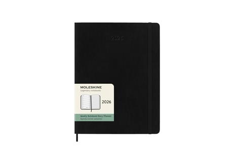 Agenda settimanale Moleskine 2026, con spazio per note 12 mesi, XL, Copertina morbida, Nero - XL 19x25  - 7