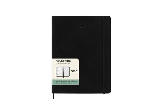 Agenda settimanale Moleskine 2026, con spazio per note 12 mesi, XL, Copertina morbida, Nero - XL 19x25  - 7