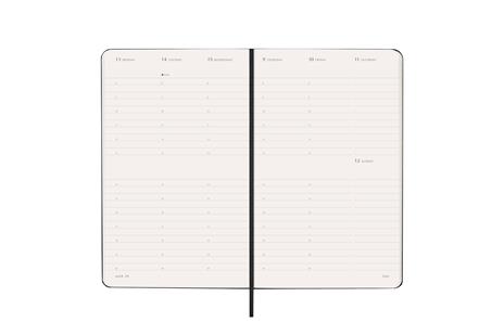 Agenda settimanale Moleskine 2026, verticale 12 mesi, Large, Copertina rigida, Nero - Large 13x21 - 3