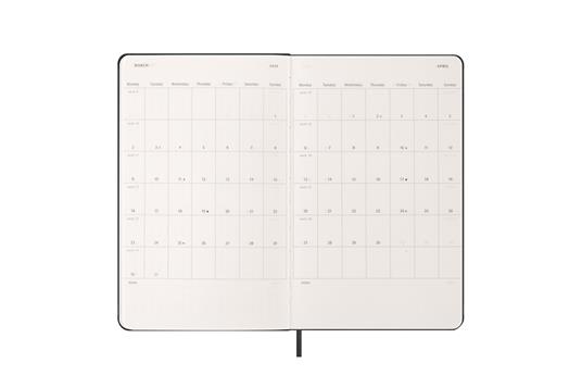 Agenda settimanale Moleskine 2026, verticale 12 mesi, Large, Copertina rigida, Nero - Large 13x21 - 4